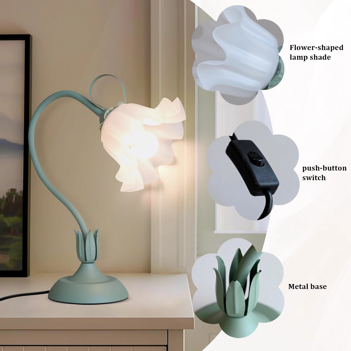 Vintage flower decorative table lamp