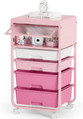 Rolling Storage Cart with 4 Drawers and Dust-Proof Door