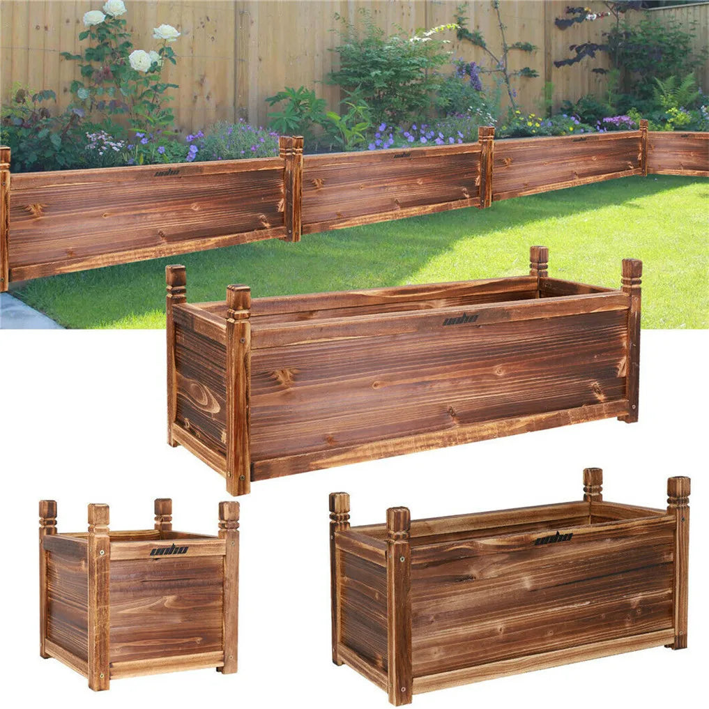 Wooden Raised Flower Bed Display