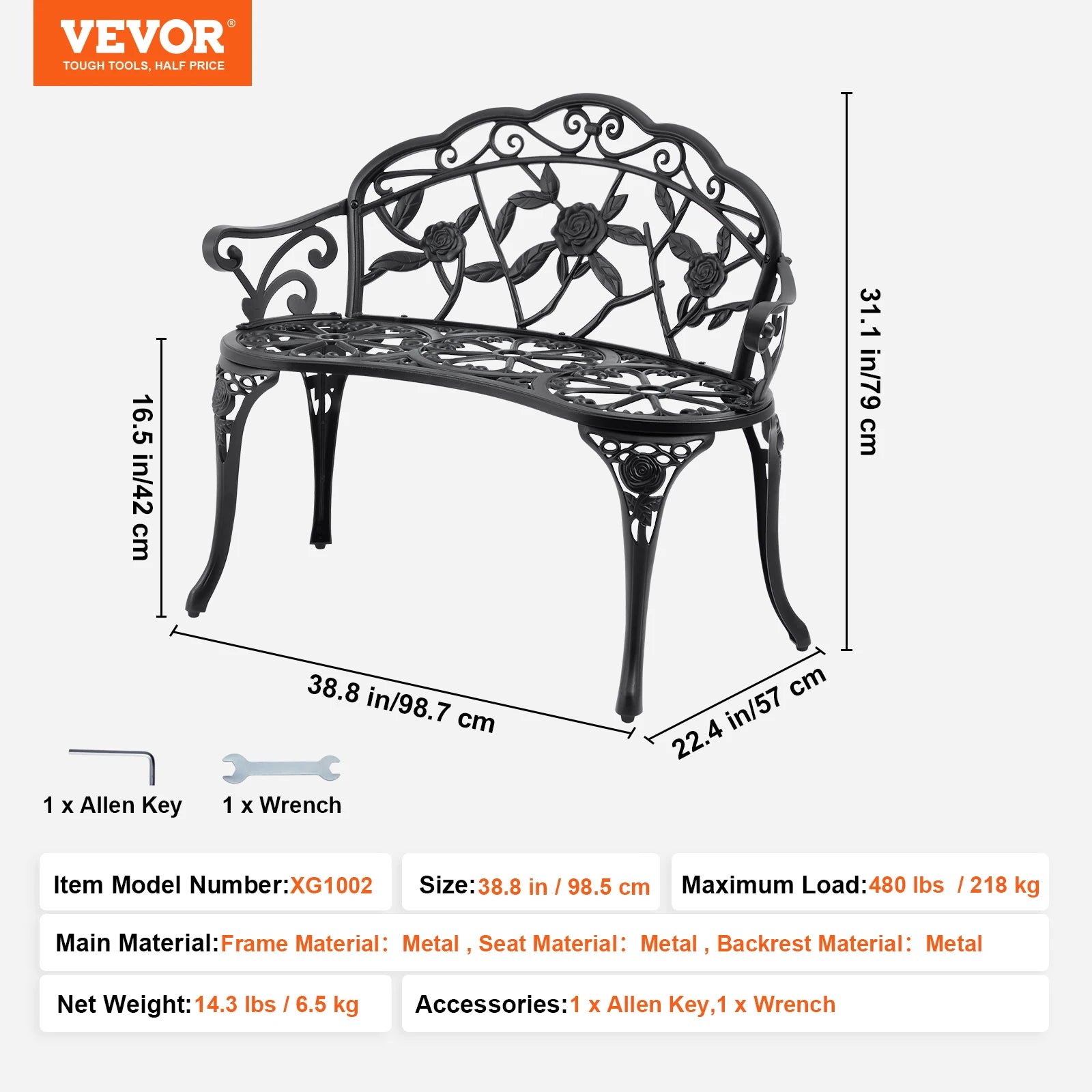 Outdoor Metal Garden Bench