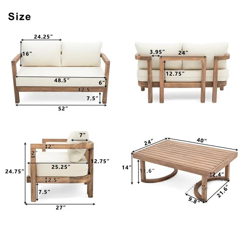 4-Piece Acacia Outdoor Furniture Set