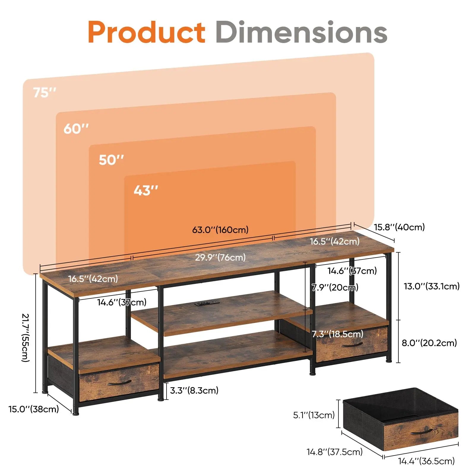 Wooden TV Stand with Shelves and Storage