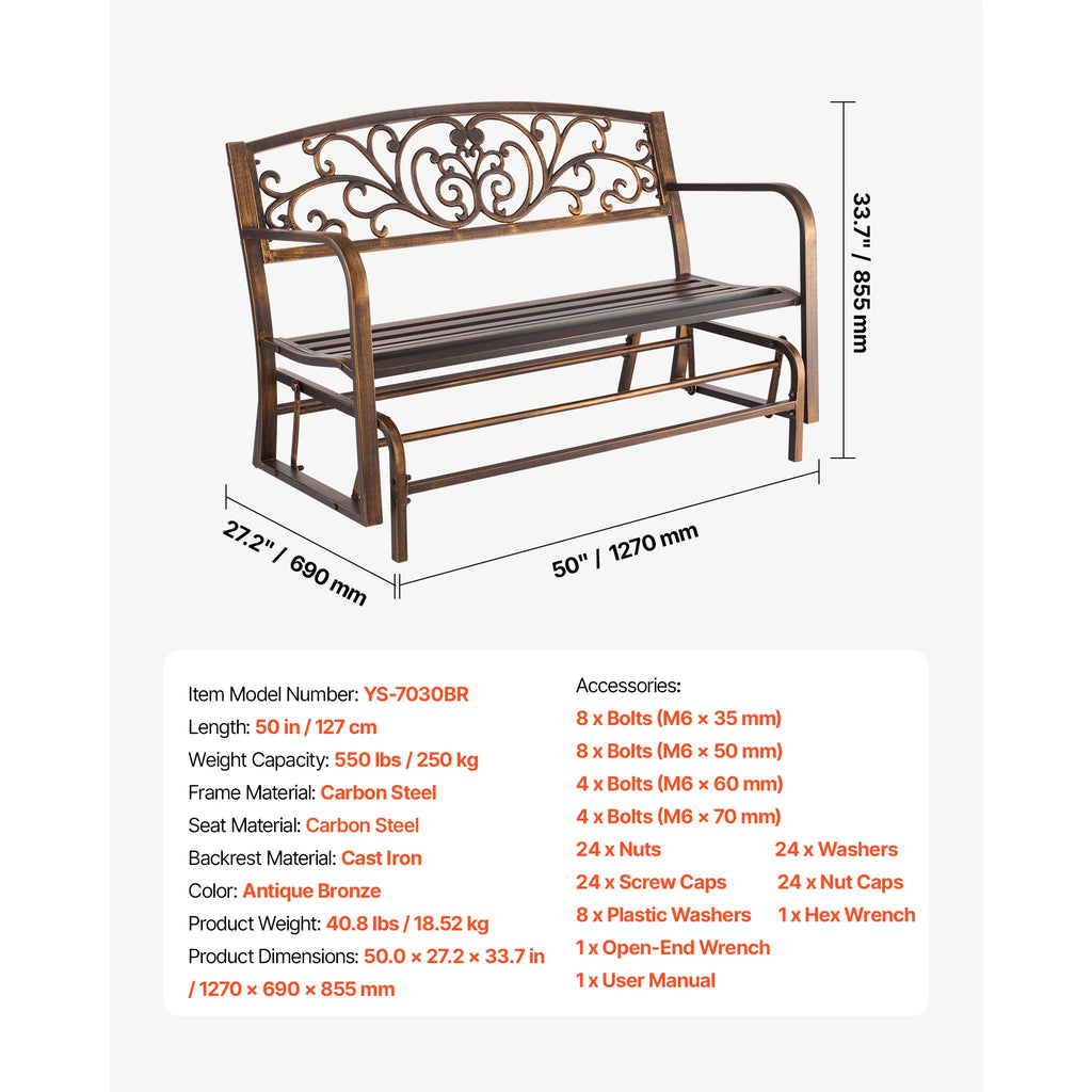 Outdoor Metal Garden Bench