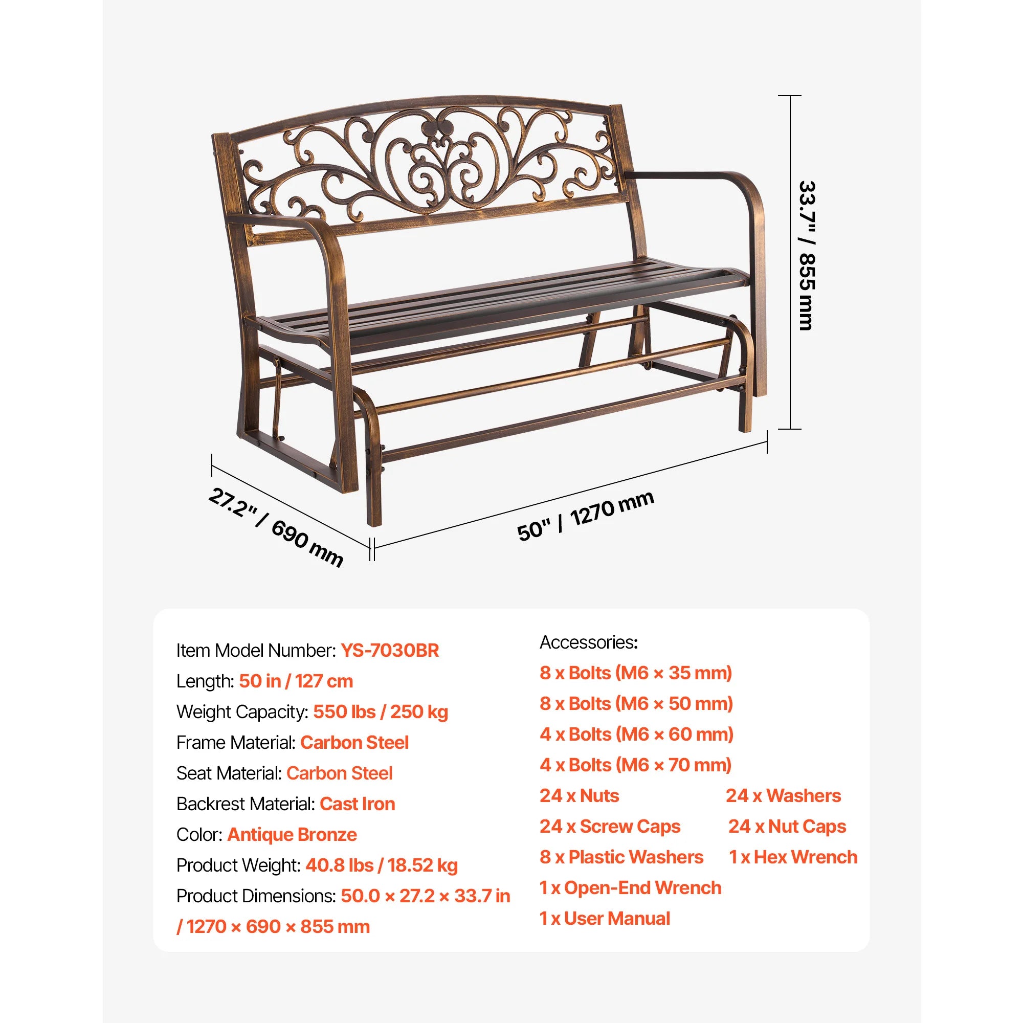 Outdoor Metal Garden Bench