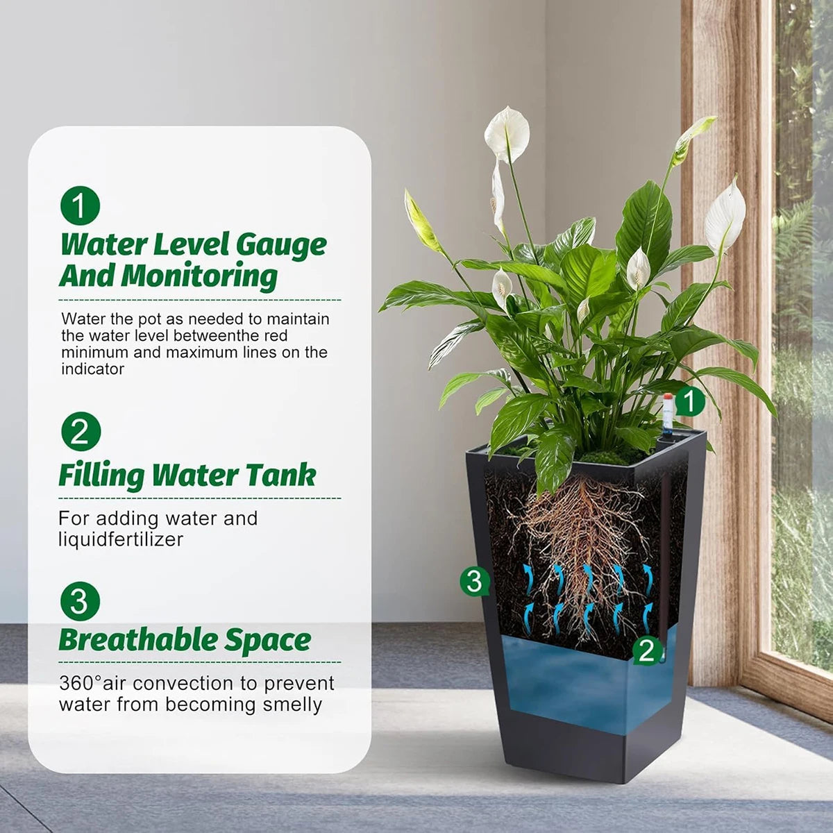 Rectangular Planters with Drainage, Set of 2